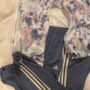 Adidas Kids Floral Joggers - Navy and Pink